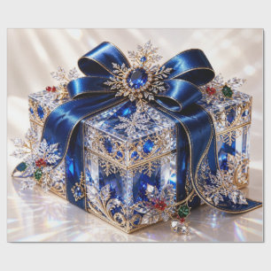 Luxury Sapphire Blue Christmas Gift Wrapping Paper