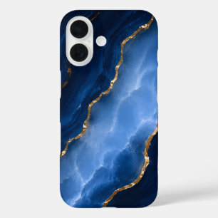 Luxury Sapphire Blue Marble iPhone 16 Case