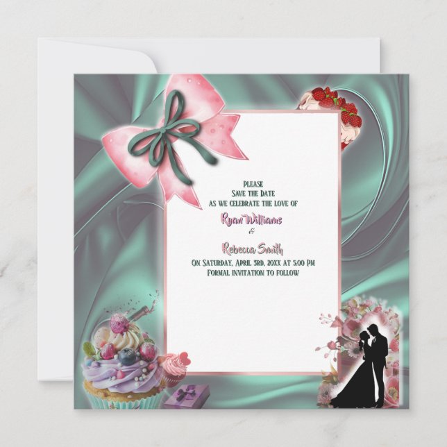Luxury Satin Bow Save the Date Announcement (Devant)