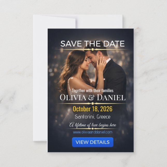 Luxury Save The Date Photo Wedding Card (Front)