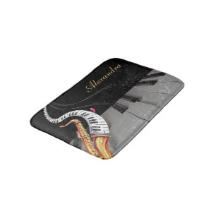 Luxury Saxophone Piano Music Note Personalized Bath Mat