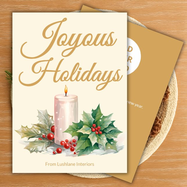 Luxury Script Holiday Card with Branding (Creator Uploaded)