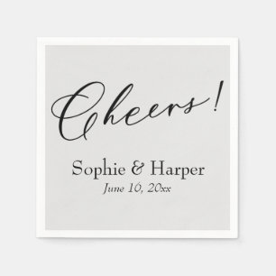 Luxury Script Simple Typography Cheers! Grey Napkin