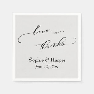Luxury Script Simple Typography Love & Thanks Grey Napkin
