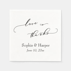Luxury Script Simple Typography Love & Thanks Napkin
