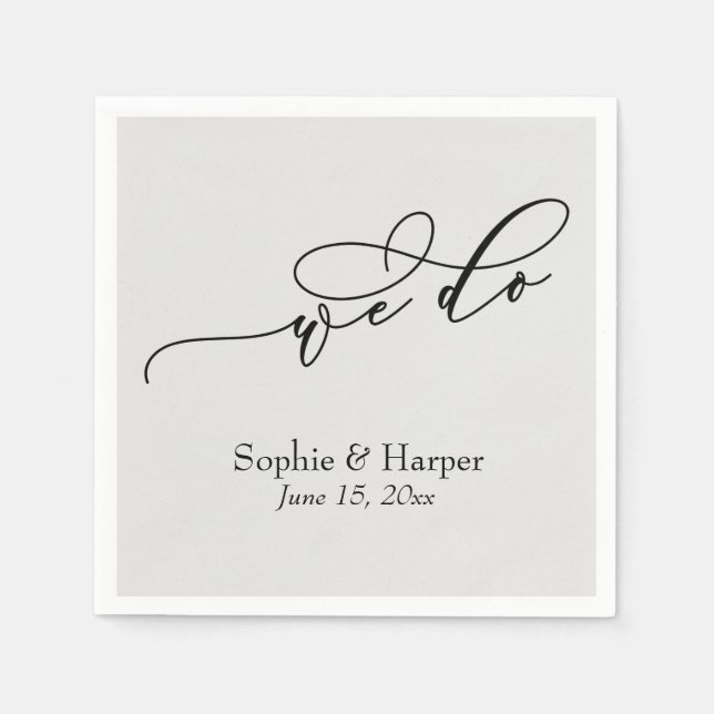 Luxury Script Simple Typography We Do Grey Napkin (Front)