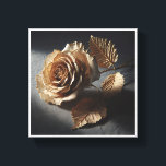 Luxury Sculpted Golden Rose - Realistic 3D Metalli Canvas Print<br><div class="desc">An exquisite digital artwork featuring a highly detailed, realistic rose sculpted with a shimmering golden metallic finish. Every petal and leaf shows intricate textures and delicate veins, capturing the essence of luxury and eternal beauty. Set against a dark, textured charcoal background, the golden bloom radiates elegance and sophistication. Perfect for...</div>