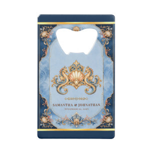 Luxury seahorse beach theme wedding favours credit card bottle opener