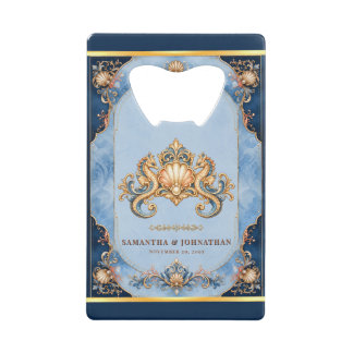 Luxury seahorse beach theme wedding favours credit card bottle opener