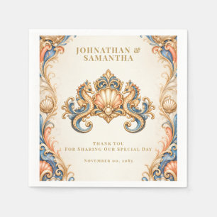 Luxury seahorse vintage beach wedding serviettes napkin