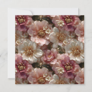 Luxury Seamless Floral Pattern with Gold Pearls  Card