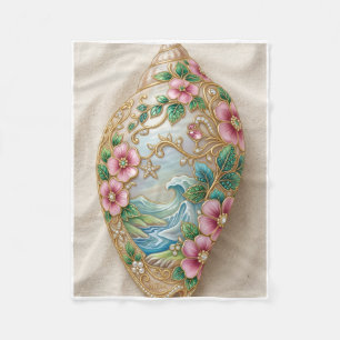 Luxury Seashell Filled With Flowers And Leaves Fle Fleece Blanket