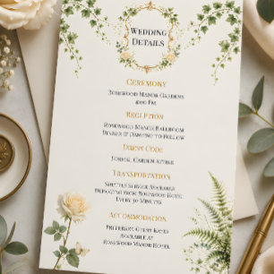 Luxury Secret Garden Wedding Details Card