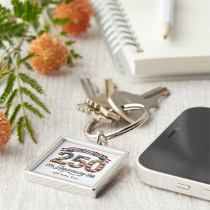 Luxury Shiny America 250 Anniversary Personalized  Keychain