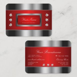 Luxury Silver and Red with Shimmery Rhinestones Business Card