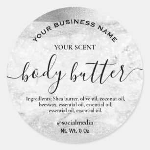 Luxury Silver Body Butter Labels
