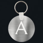Luxury Silver Faux Stainless Steel Monogram Keychain<br><div class="desc">Luxury Silver Faux Stainless Steel Metallic Elegant Keychain. These Keychains can be customized to include your initial and first name. These key chains make great birthday,  bridal shower or bachelorette party favours.</div>