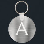 Luxury Silver Faux Stainless Steel Monogram Keychain<br><div class="desc">Luxury Silver Faux Stainless Steel Metallic Elegant Keychain. These Keychains can be customized to include your initial and first name. These key chains make great birthday,  bridal shower or bachelorette party favours.</div>