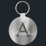 Luxury Silver Faux Stainless Steel Monogram Keychain<br><div class="desc">Luxury Silver Faux Stainless Steel Metallic Elegant Keychain. These Keychains can be customized to include your initial and first name. These key chains make great birthday,  bridal shower or bachelorette party favours.</div>