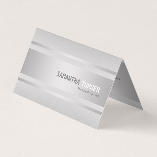 Luxury Silver Faux Textured Professional Business Card (Front)