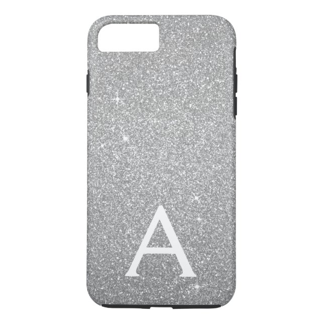 Luxury Silver Glitter and Sparkle Monogram Case-Mate iPhone Case (Back)