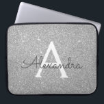 Luxury Silver Glitter and Sparkle Monogram Laptop Sleeve<br><div class="desc">Luxury Silver Faux Glitter and Sparkle Elegant Monogram Case. This case can be customized to include your initial and first name.</div>