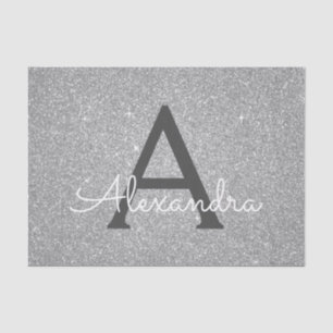 Luxury Silver Glitter and Sparkle Monogram Tissue Paper