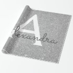 Luxury Silver Glitter and Sparkle Monogram Wrapping Paper<br><div class="desc">Luxury Silver Faux Glitter and Sparkle Elegant Gift Wrapping Paper. This gift wrapping paper can be customized to include your initial and first name for a gift package for a Girl's Baby Shower,  Bridal Shower,  Bachelorette Party or Girl's Birthday Party.</div>