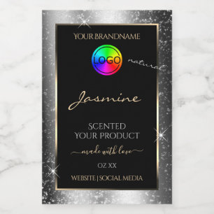 Luxury Silver Glitter Frame Product Label and Logo