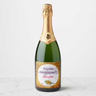 Luxury Silver Glitter Marble Customize Sparkling Wine Label