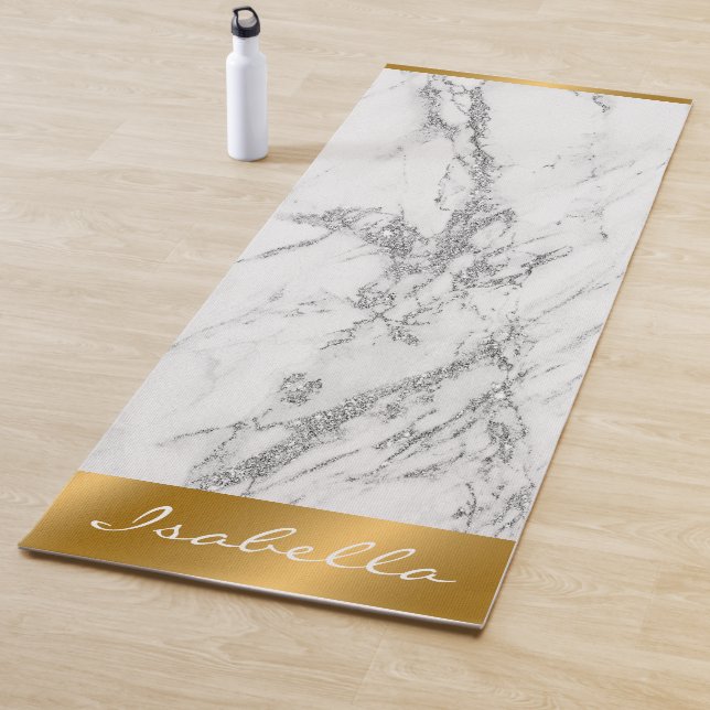 Luxury Silver Glitter Marble Customize Yoga Mat (In Situ)