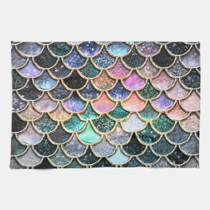 Luxury silver Glitter Mermaid Scales Kitchen Towel