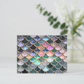 Luxury silver Glitter Mermaid Scales Postcard (Standing Front)