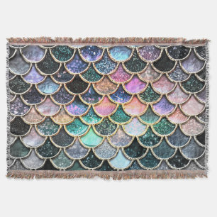Luxury silver Glitter Mermaid Scales Throw Blanket