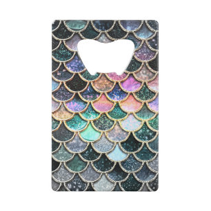 Luxury silver Glitter Mermaid Scales Wallet Bottle Opener
