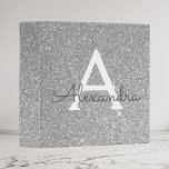 Luxury Silver Glitter & Sparkle Monogram Binder<br><div class="desc">Luxury Silver Faux Glitter and Sparkle Elegant Binder. These Binders can be customized to include your initial and first name.</div>