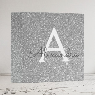 Luxury Silver Glitter & Sparkle Monogram Binder