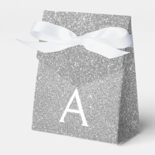 Luxury Silver Glitter & Sparkle Monogram Favor Box