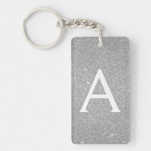 Luxury Silver Glitter & Sparkle Monogram Keychain