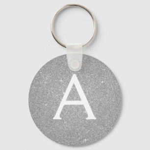 Luxury Silver Glitter & Sparkle Monogram Keychain