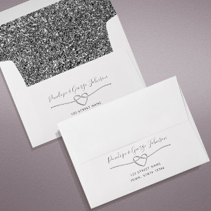 Luxury Silver Glitter Wedding Envelope