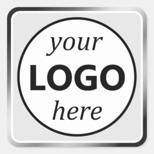 Luxury Silver Grey Colour Gradient Your Logo Here Square Sticker