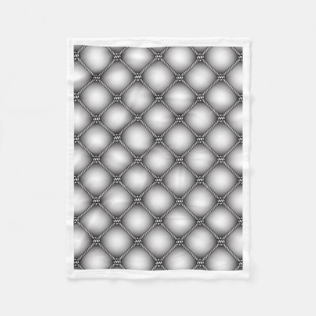Luxury Silver Grey Tufted Quilted Pattern Fleece B Blanket (Front)