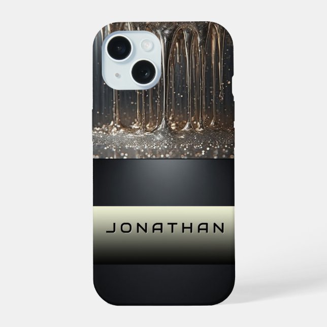 Luxury silver liquid drip iPhone 15 case (Back)