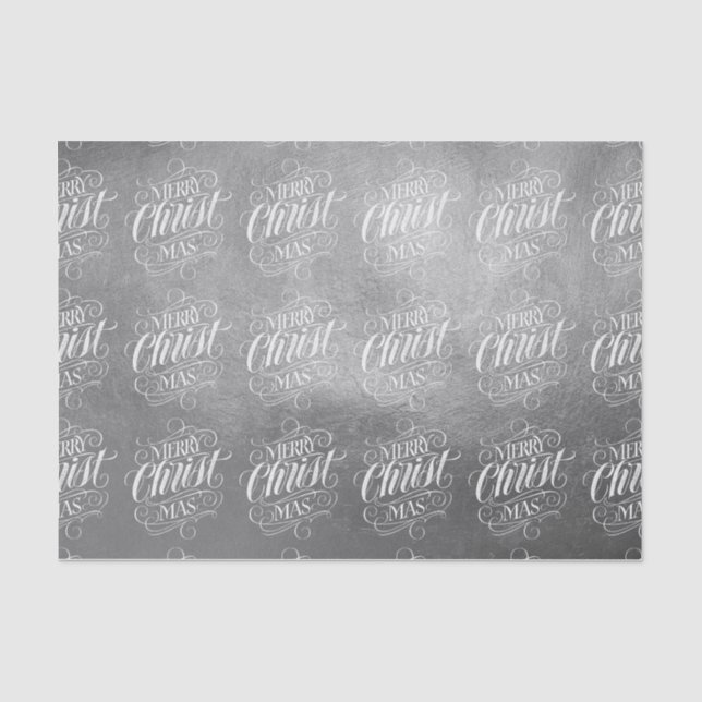 Luxury Silver Merry Christmas Religious Script Tissue Paper (Front)