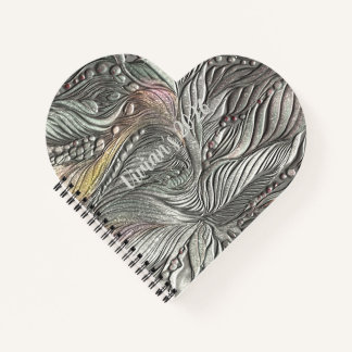 Luxury Silver Metallic Leaves spiral notebook 
