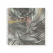 Luxury Silver Metallic Leaves spiral notebook 