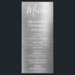 Luxury Silver Modern and Elegant Wedding Menu<br><div class="desc">Luxury Silver Modern Faux Metallic Stainless Steel Foil Wedding Menu. This girly modern Script Wedding Menu can be customized to include the names of the Bride and Groom, the wedding date and the wedding dinner menu options. This Menu is part of a matching wedding collection and additional matching items can...</div>