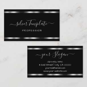Luxury Silver Signature Handlettering Font Chic  Business Card