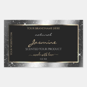 Luxury Silver Sparkle Glitter Frame Product Label